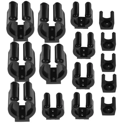 15Pcs Durable Wall-Mounted Fishing Rod Holders and Pool Cue Brackets Black PP - Image 1 of 4