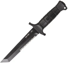 Mil-Tec German Combat Fixed Knife Steel Tanto Blade Black ABS Handle - 15362100