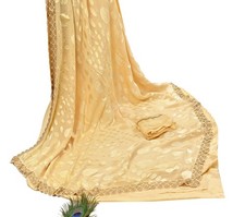 Rare Vintage Yellow Pure Chiffon Silk Saree Hand Embroidered Brasso Fabric 6 Yd