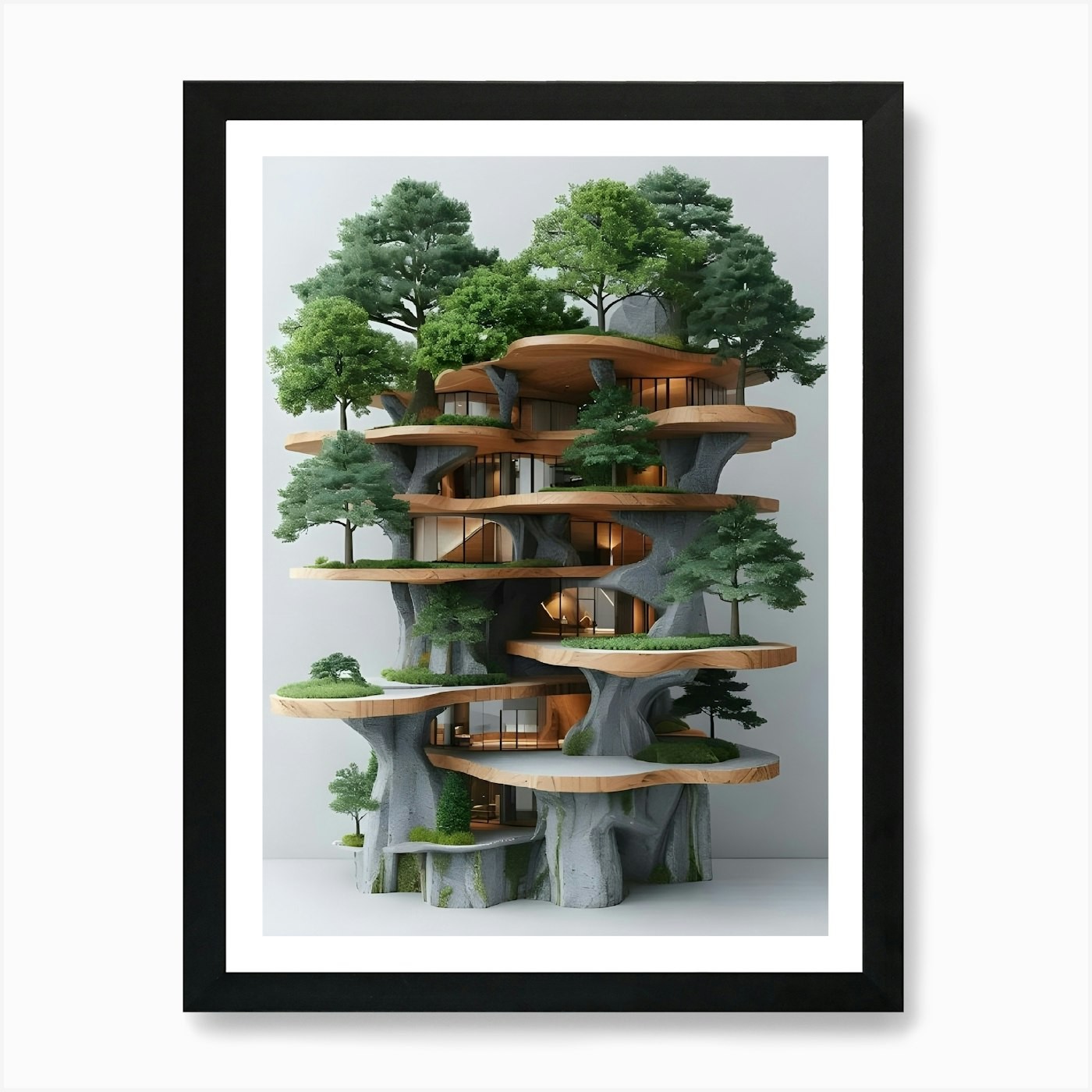 Tree House In Japan Art Print Framed Wall Art Poster Canvas Print Picture