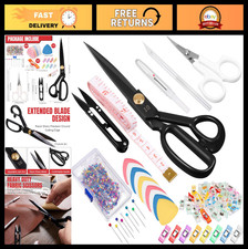 10" Heavy Duty Fabric Scissors for Leather  Clothes, Tailor Shears Set w/ Clips