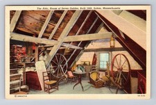 Salem MA-Massachusetts, House of Seven Gables, the Attic, Vintage Postcard