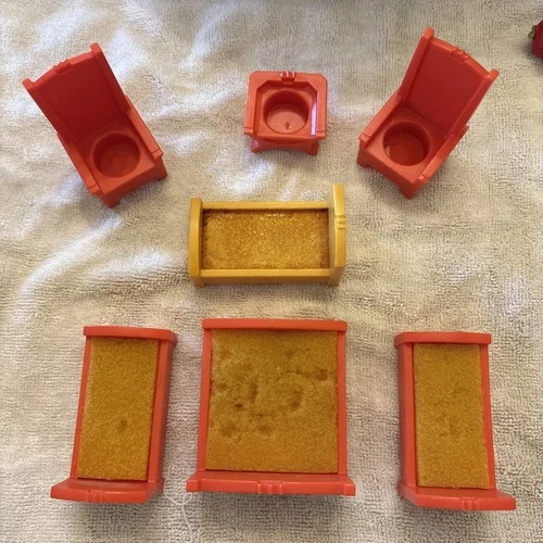 Vintage Fisher Price Little People Castle Figures chairs, beds