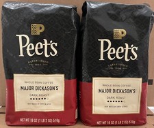 Peet's Major Dickason's Blend Whole Bean Coffee 2 Large Packages Dark Roast
