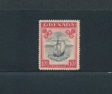 1938-50 Grenada, Stanley Gibbons No. 163b, 10 Slate Blue and Bright Carmine Shil