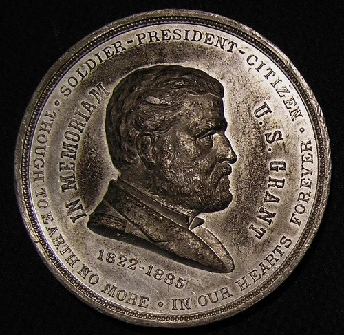 1885 LARGE 2.5" GENERAL ULYSSES S GRANT DEATH MEMORIAL MOURNING MEDAL President