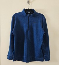 Nike Golf Therma-Fit Quarter-Zip Blue Long Sleeve Pullover Mens Size Large EUC