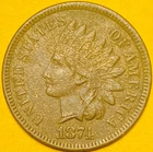 1874 U.S. INDIAN HEAD CENT COPPER PENNY 1c COIN (VF/XF)