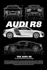 Blechschild AUDI R8 30 x 20 cm Metallschild Retro Auto Car (044390)