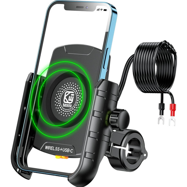 Brcovan M9S Motorrad Handyhalterung Mit Qi 15W Kabellosem LadegeräT Schwarz-image