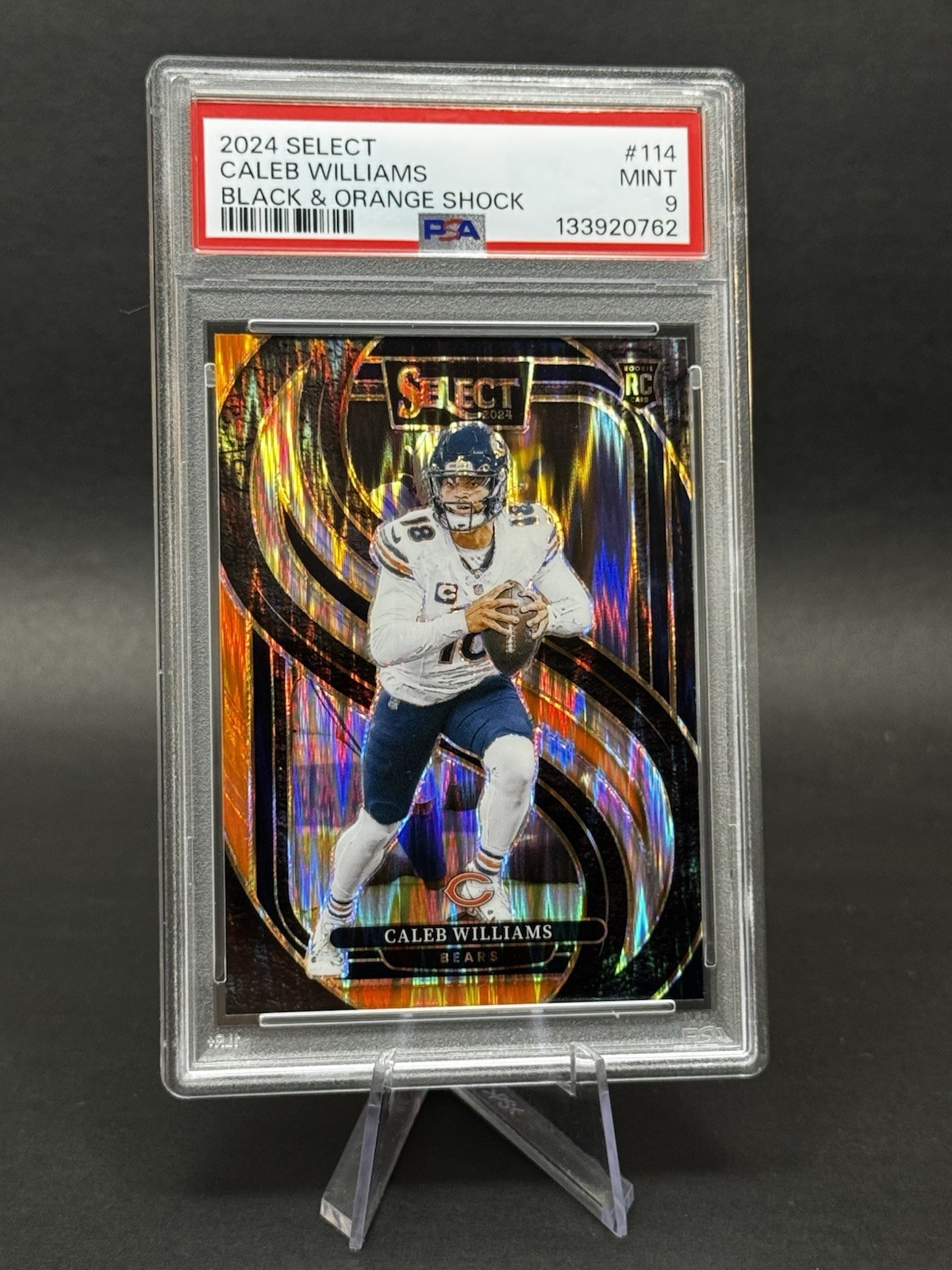2024 Panini Select - Premier Level Caleb Williams Black &  Orange Shock PSA 9