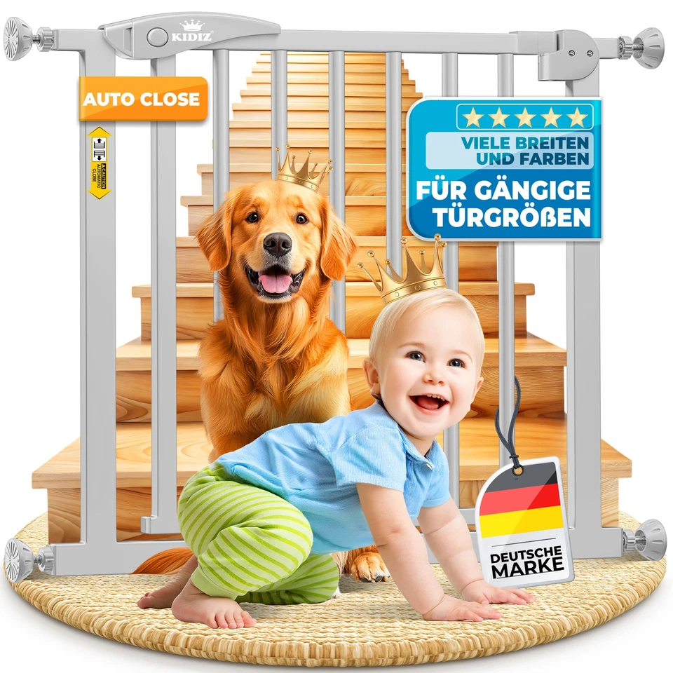 Türschutzgitter Absperrgitter Gitter Treppengitter Kindergitter 74-87 cm Grau