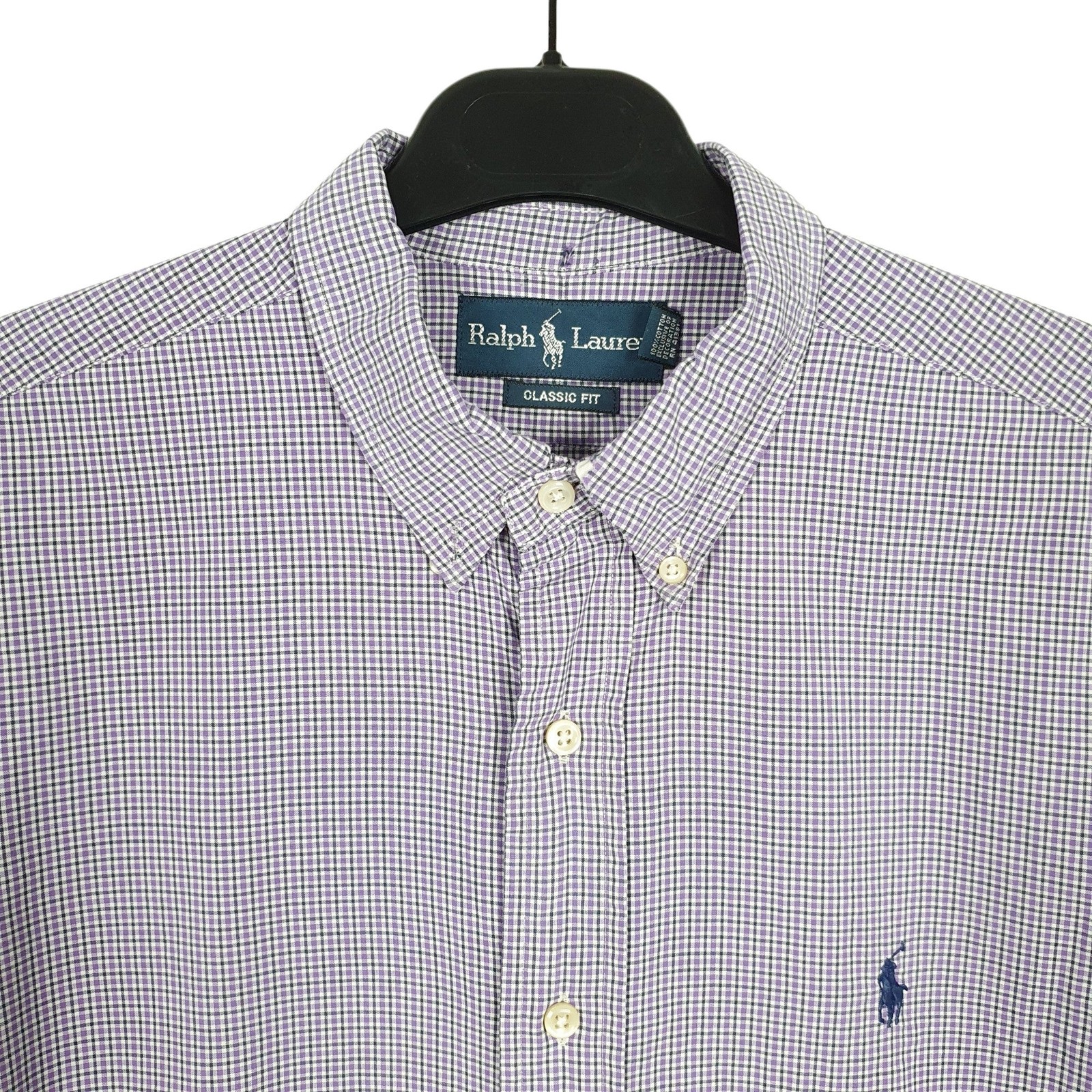 RALPH LAUREN Purple Check Shirt Classic Fit Short Sleeve Casual Mens M image 2