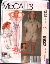 8927 Vintage McCalls Sewing Pattern Girls 1980s Jumpsuit Belt UNCUT Medium OOP