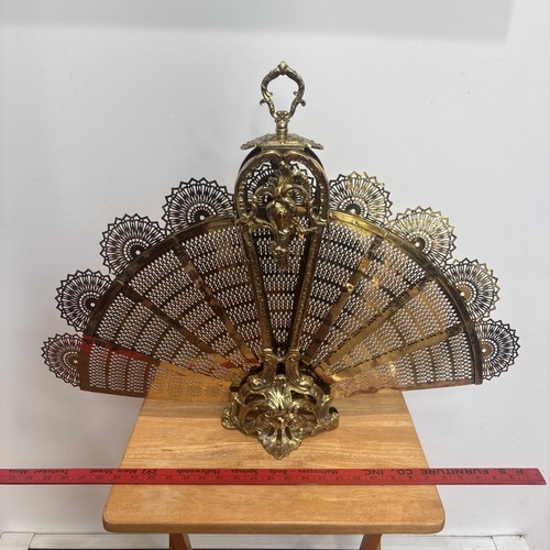 Vintage Ornate Brass Peacock Folding Fan Fireplace Screen Repair*