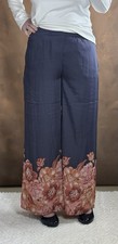Women's Elie Tahari Navy Palazzo Pant with Floral Print At Bottom Size M NWT