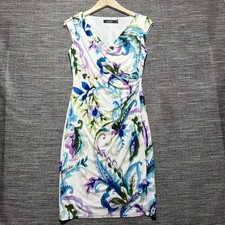 Lauren Ralph Lauren Sheath Dress Women's 2 White Abstract Floral Occasion Party