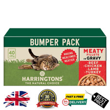 Harringtons Wet Cat Food Pouches Grain Free Hypoallergenic Adult 40 x 85g Meaty 4.93 per kilo