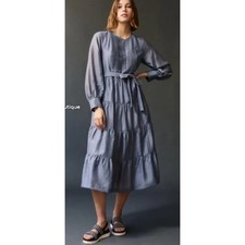 ANTHROPOLOGIE MARE MARE Agosta Tiered Belted Maxi praire boho long sleeve Dress