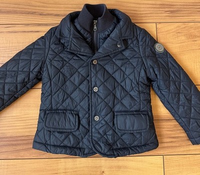 100%ORIG ARMANI JUNIOR LOGO STEPP JACKE DUNKEL BLAU GR.3A/100CM JUNGEN BLAZER