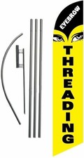 Eyebrow Threading Advertising Feather Banner Swooper Flag Sign with Flag Pole...
