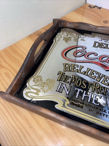Vintage Delicious Coca~Cola Relieves Fatigue Mirror Tray Sign 5 Cents DRINK - Picture 3 of 6