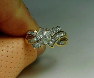 Authentic 2Ct Marquise Lab-Created Diamond Cluster Engagement Ring 14K Yellow Gold Plated