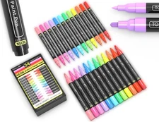 TOOLI-ART Acrylic Paint Markers Paint Pens Special Colors Set Extra Fine And ...
