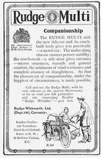 RUDGE-WHITWORTH Rudge-Multi Motorbike with Sidecar - Antique Advert 1913