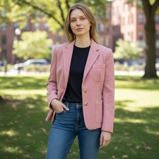Lauren Ralph Lauren Women's Pink Lambswool Blazer Jacket Size 6