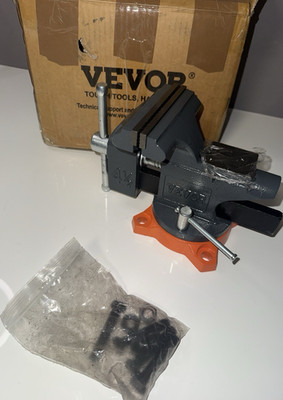 VEVOR Tischschraubstock 4 1/2 Zoll Modell G3355 Gusseisen Stahl schwarz orange