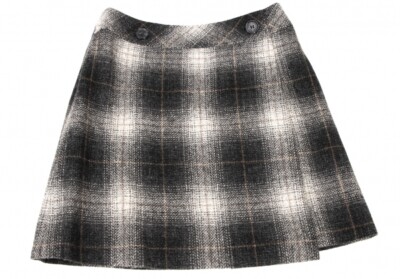 BURBERRY BLUE LABEL Wool Check Wrap Mini Skirt Size 36(K BURBERRY BLUE LABEL Wool Check Wrap Mini Skirt Size 36(K