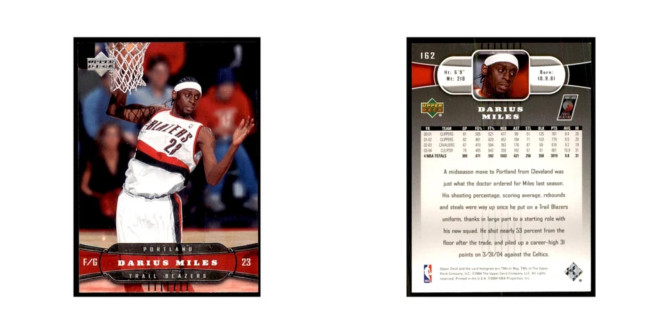 2004 Upper Deck Darius Miles Blazers #162 - Image 3 of 3
