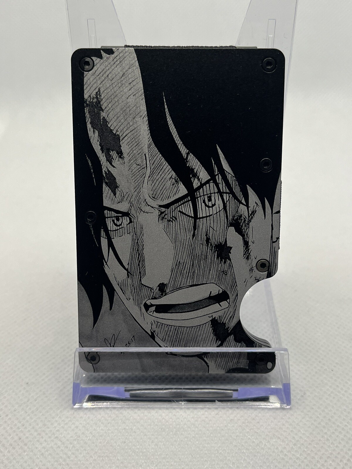 Estuche billetera minimalista de metal Portgas D Ace de anime de una pieza