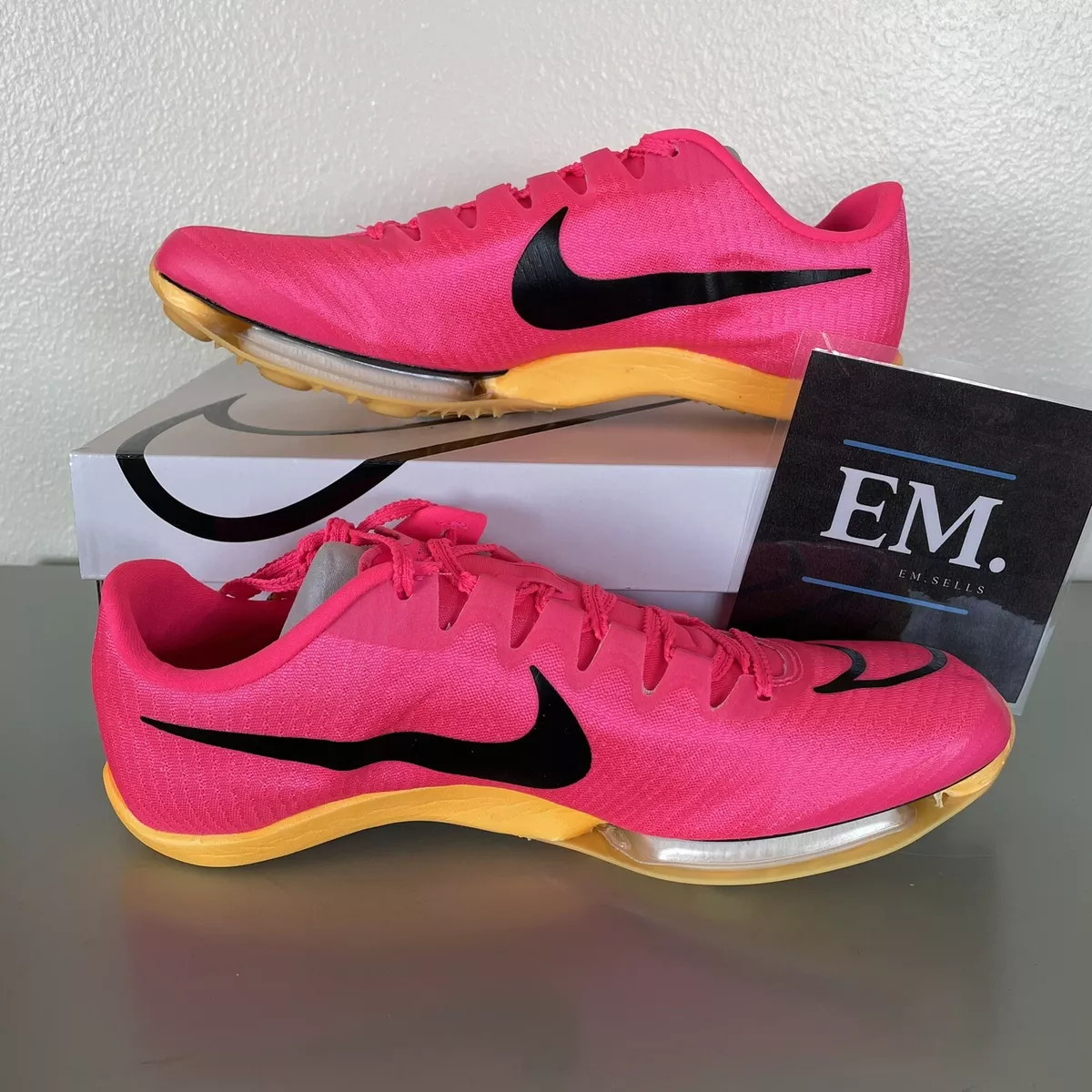 Nike Air Zoom Maxfly Track Spike Sail-Fierce PINK-LT Lemon Twist / 12