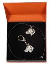 Weimaraner 2 - necklace, keyring, set with a dog in orange box, Art Dog UK