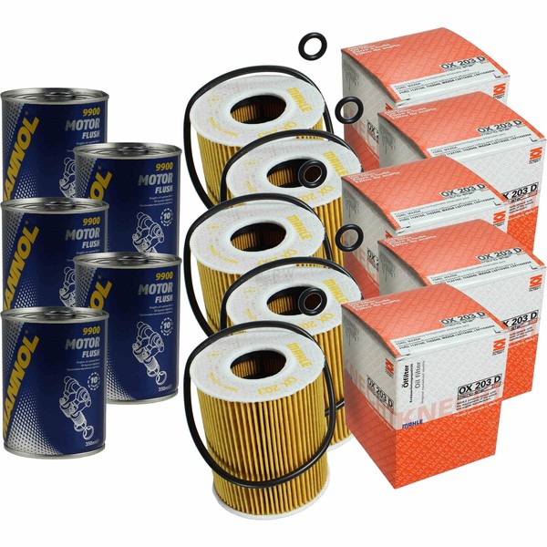 5X Original Mahle / Knecht ÖLfilter OX 203D + 5X SCT Motor Flush MotorspüLung-image