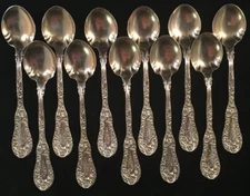 Set Of 11 Dominick & Haff Number 10 Pattern Sterling Silver Sherbet Spoons