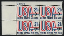 #C81 21c USA and Jet, Plate Block [33005 UL] Mint **ANY 5=FREE SHIPPING**