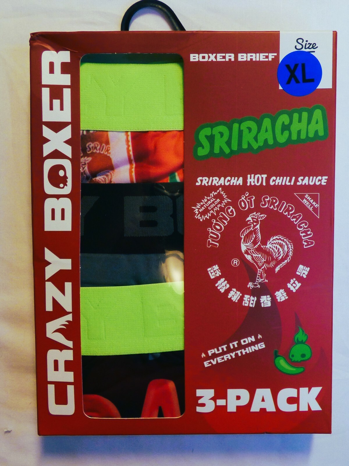 Crazy Boxer 3 Pack SRIRACHA X Large PUT IT ON EVERYTHING XL