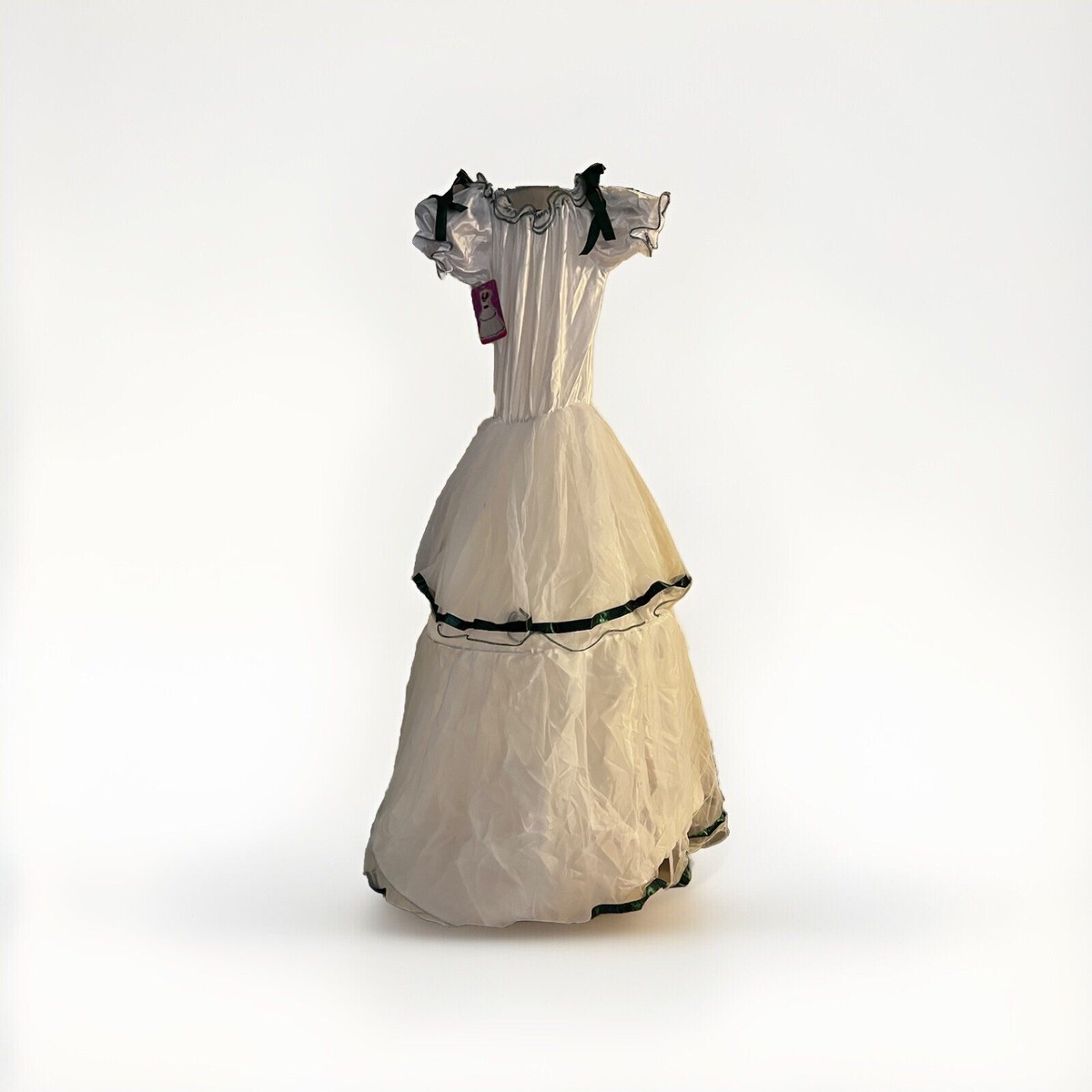 Ladies Southern Belle Dress White W/Kelly Green Trim (St Patrick Day