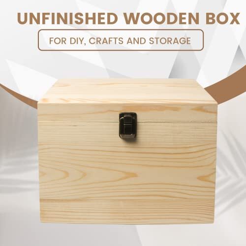 Unfinished Wood Box With Hinged Lid – DIY Craft Storage, Jewelry Box, Or Keepsake Organizer