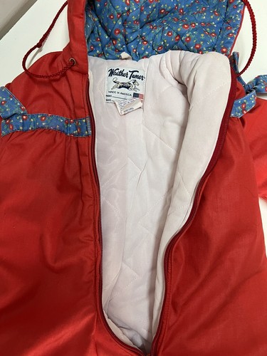 VTG Weather Tamer Snowsuit Baby Girls Hooded Elastic Cuffs Red 12 Months Calico - Picture 4 of 5