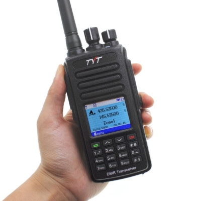 TYT MD-UV390 5W DMR Radio Dual Band 136-174 400-480mhz Two Way Radio GPS + Cable