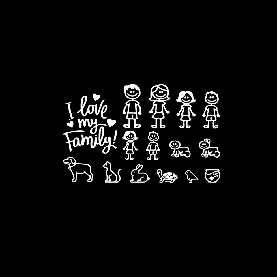 Calcomanía de vinilo gráfica impermeable para decoración de parachoques de ventana My Family Pet Foto 2 de 4