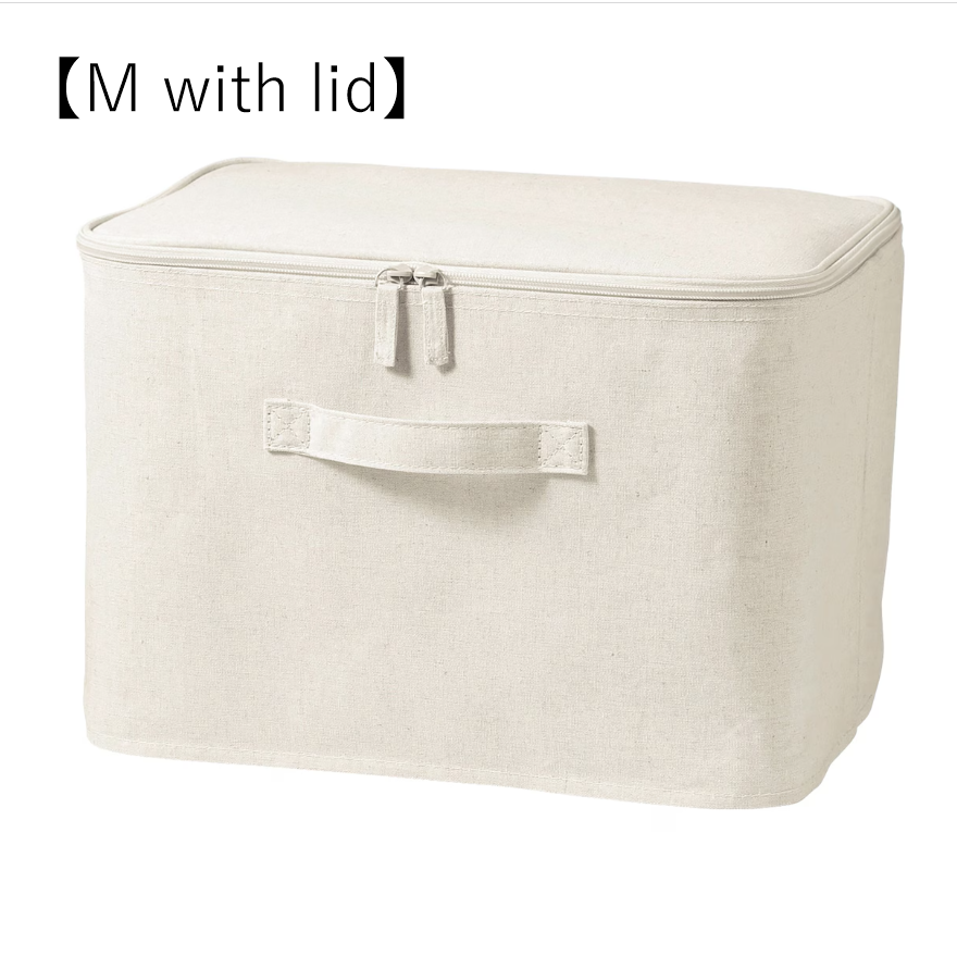 MUJI Compact  Fabric Soft Box (M With lid) Polyester Linen W14.57×H10.23×D10.23