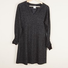 Cabi Heather Black PJ Sweater Dress Ruched Sleeve Womens Sz S 3829