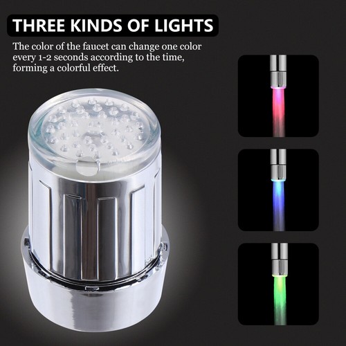 LED Water Tap Replacement Colorful Light Changing Plastic Bathroom Sink Faucet - Picture 2 of 12