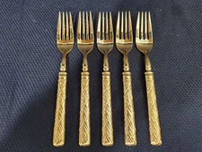 YAMAZAKI LASLO - TROIKA/ ATRIA GOLD - 5 Dinner Forks 7 1/2"