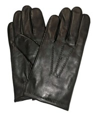 Men's Leather Driving Faux Fur Gloves, Black, Medium